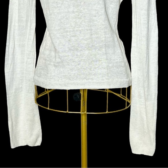 NEW J. Crew Linen Collared Button-Up Sweater in Ivory,  Style CJ444, Size XS - Picture 12 of 15